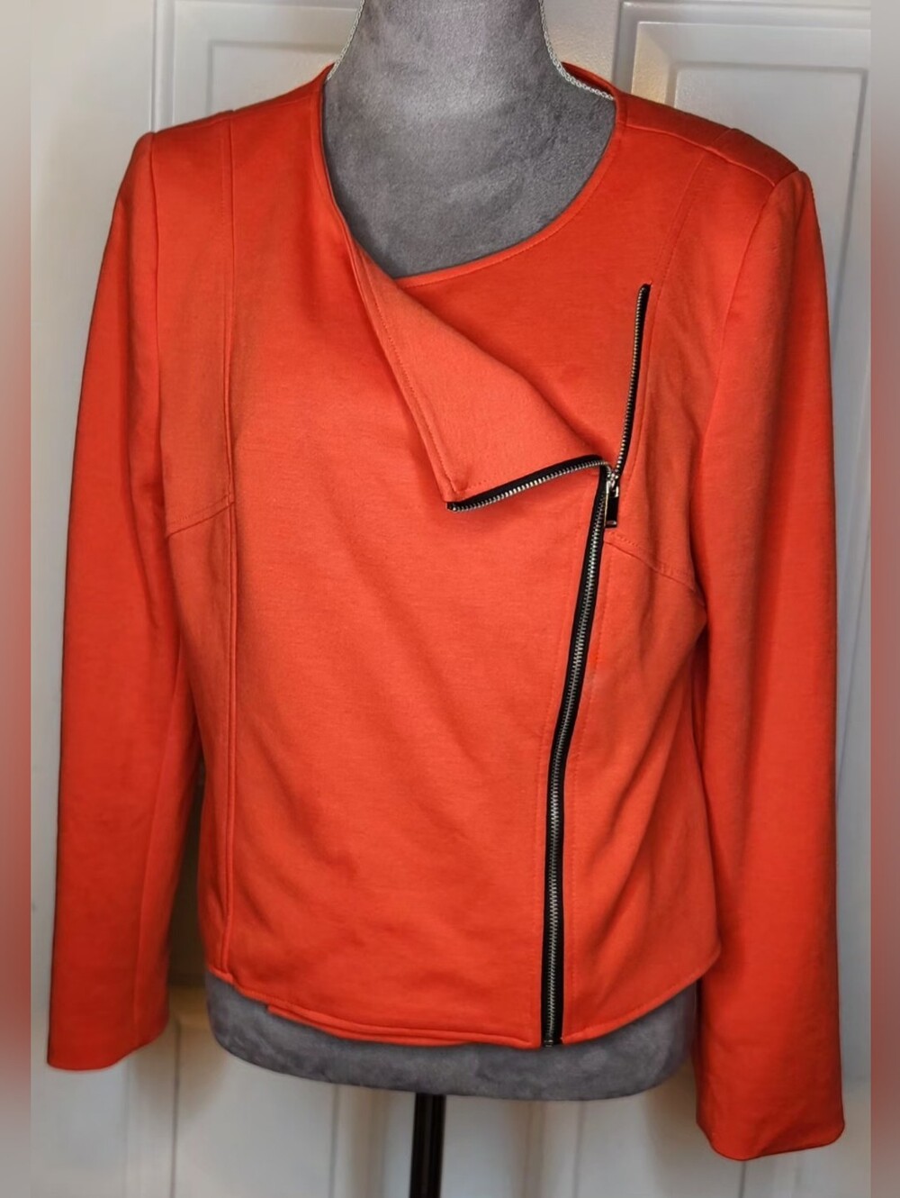 Jules & Leopold Orange Moto Zip Knit Jacket Size L